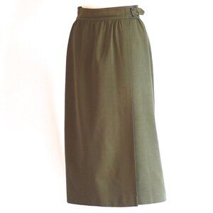 Escada Olive Green Wool Wrap Skirt - Germany